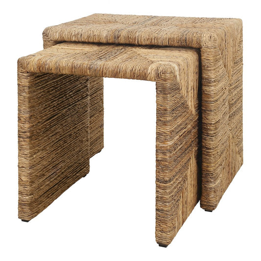 Kanza Abaca Rectangular Nesting Accent Table - Natural - Set of 2