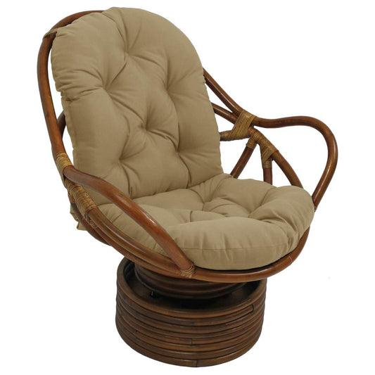 Rattan Swivel Rocker with Outdoor Fabric Cushion, Sandstone