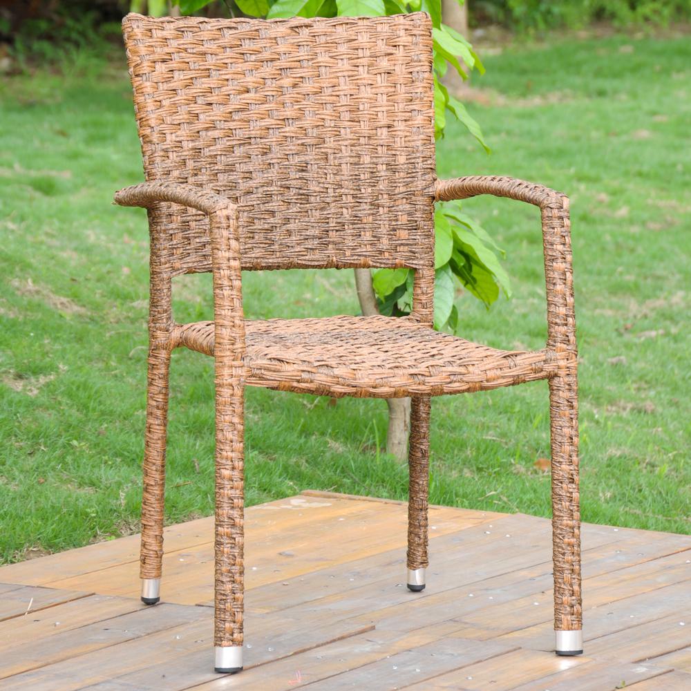 Ibiza Resin Pandan Aluminum Square Back Dining Chair (Set of 2)