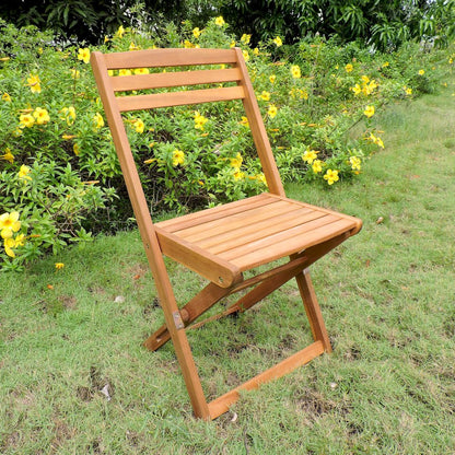Acacia Wood Folding Chairs (Set of 2), Stain