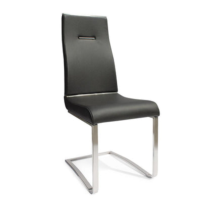 Black Dining Chair With Brushed Stainless Steel, Set Of 2