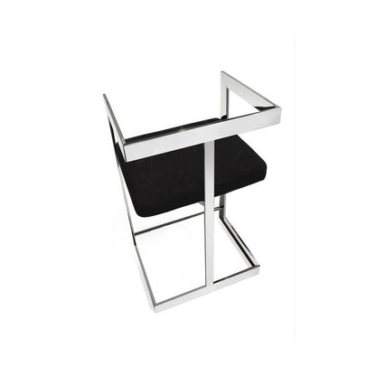 Bar Stool, 30'' With Black Cushion And Stainless Steel Base