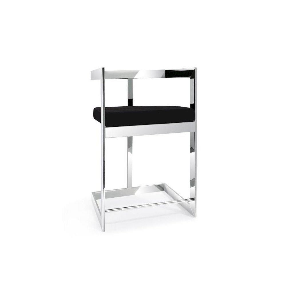 Bar Stool, 30'' With Black Cushion And Stainless Steel Base