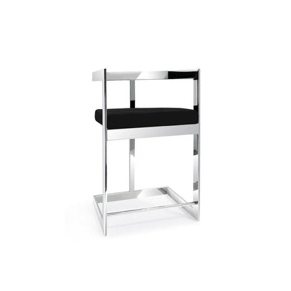 Bar Stool, 30'' With Black Cushion And Stainless Steel Base