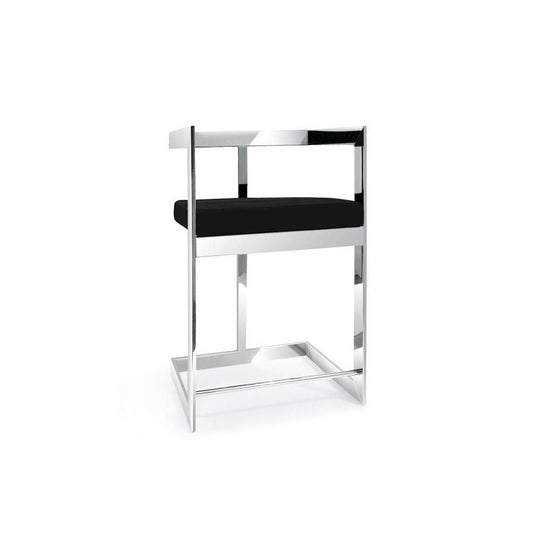 Bar Stool, 30'' With Black Cushion And Stainless Steel Base