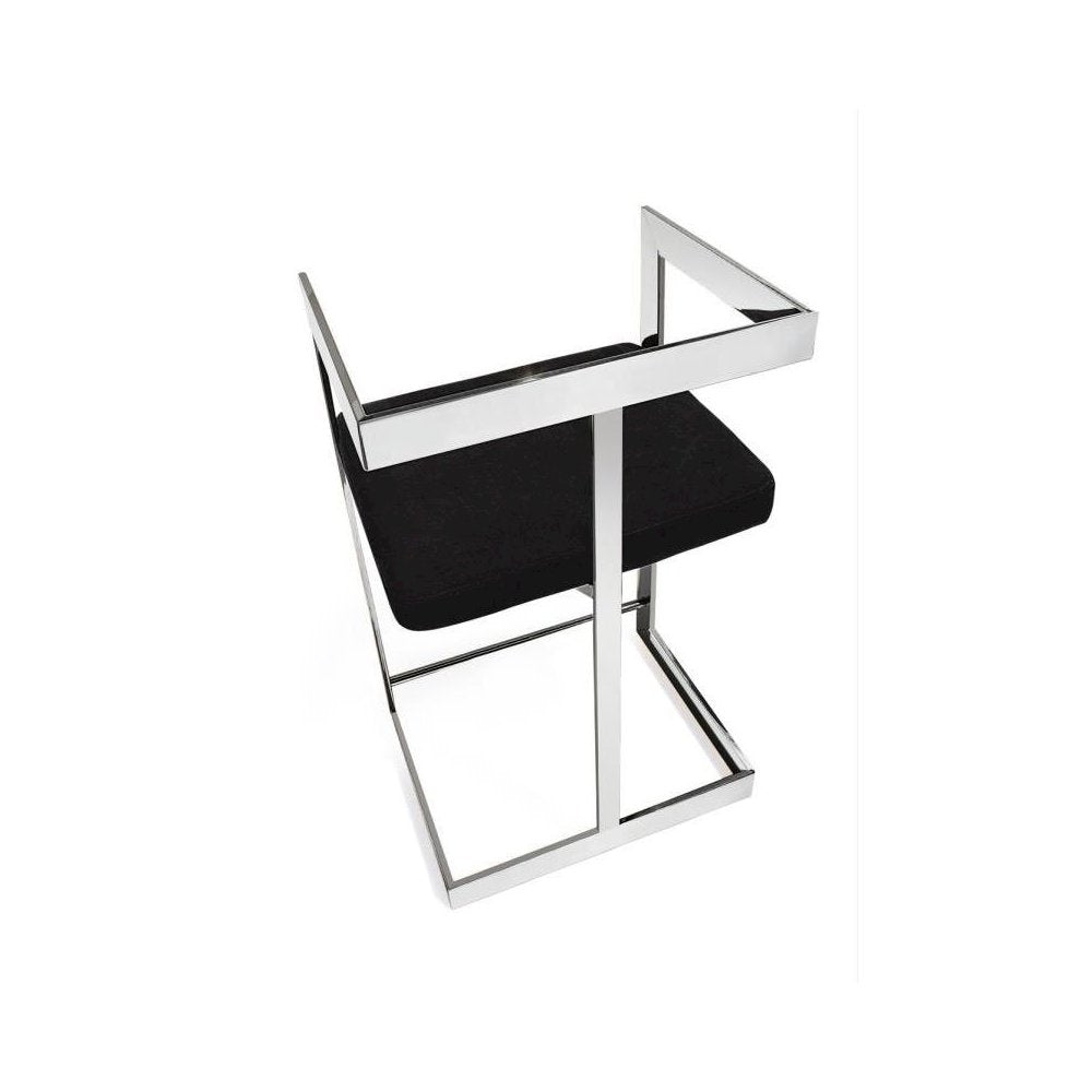 Bar stool, 30'' with Green cushion and stainless steel base