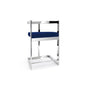 Bar stool, 30'' with blue cushion and stainless steel base