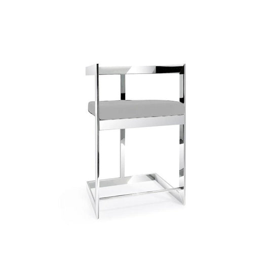Bar stool, 30'' with Gray cushion and stainless steel base