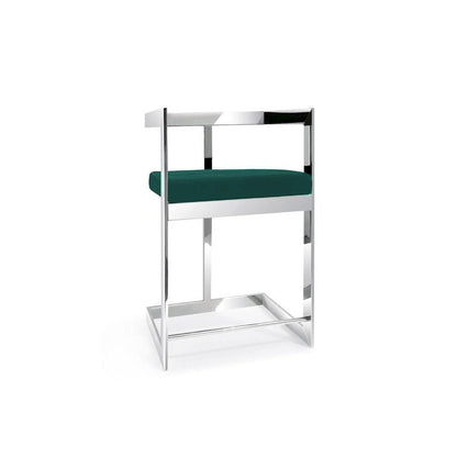 Bar stool, 30'' with Green cushion and stainless steel base