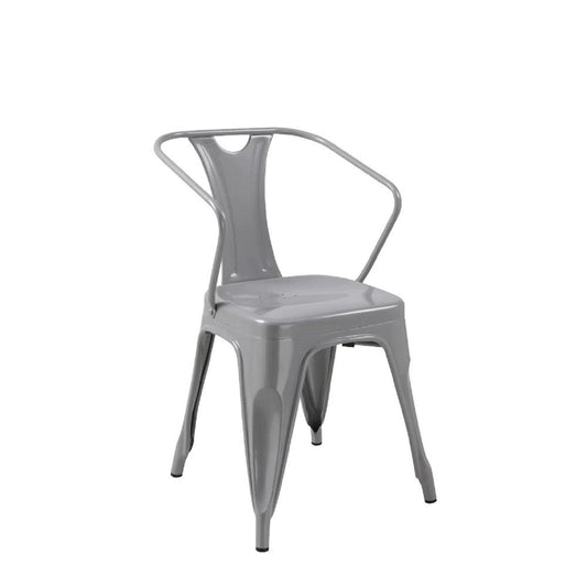 Black Metal Chair With Arm, Set Of 4