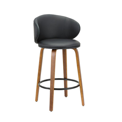 26''H Pu Stool With Wood Leg, Set Of 2