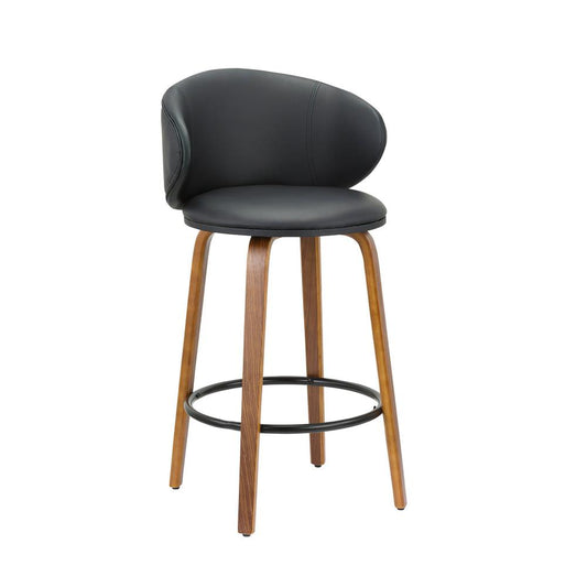 26''H Pu Stool With Wood Leg, Set Of 2