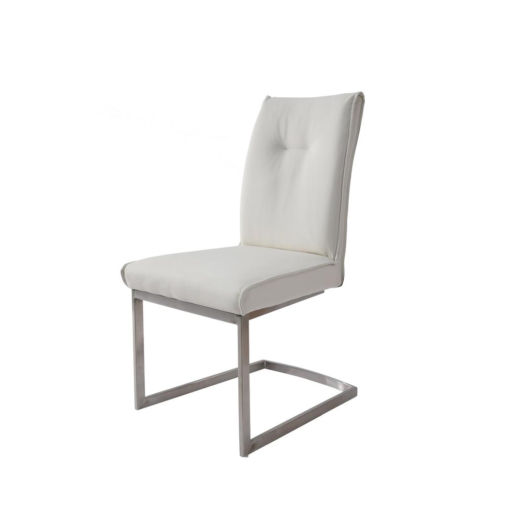 Dining Chair With Pu Seat And Brushed Stainless Steel Leg, Set Of 2
