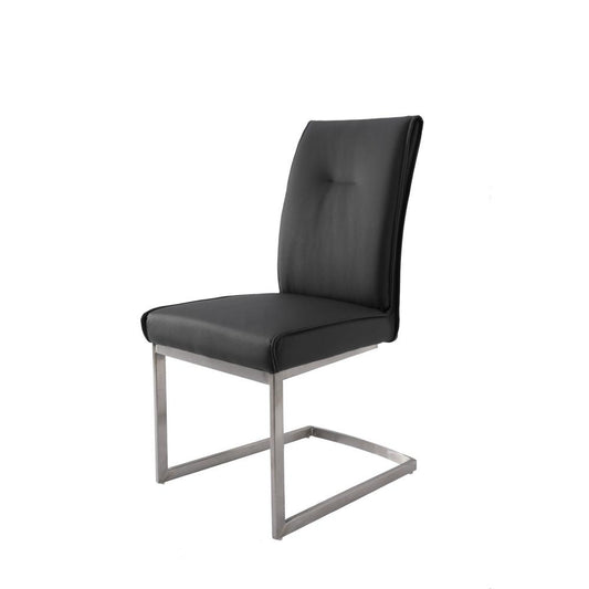Dining Chair With Pu Seat And Brushed Stainless Steel Leg, Set Of 2