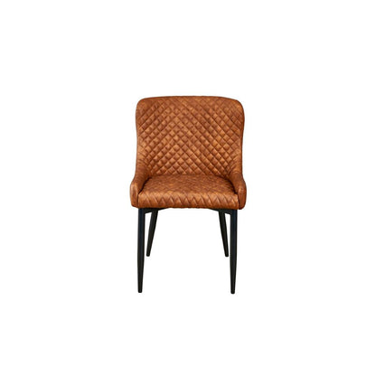 Upholstered Dining Chair With Tufted Seat And Back, Cognac, Set Of 4