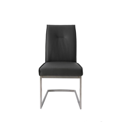Dining Chair With Pu Seat And Brushed Stainless Steel Leg, Set Of 2