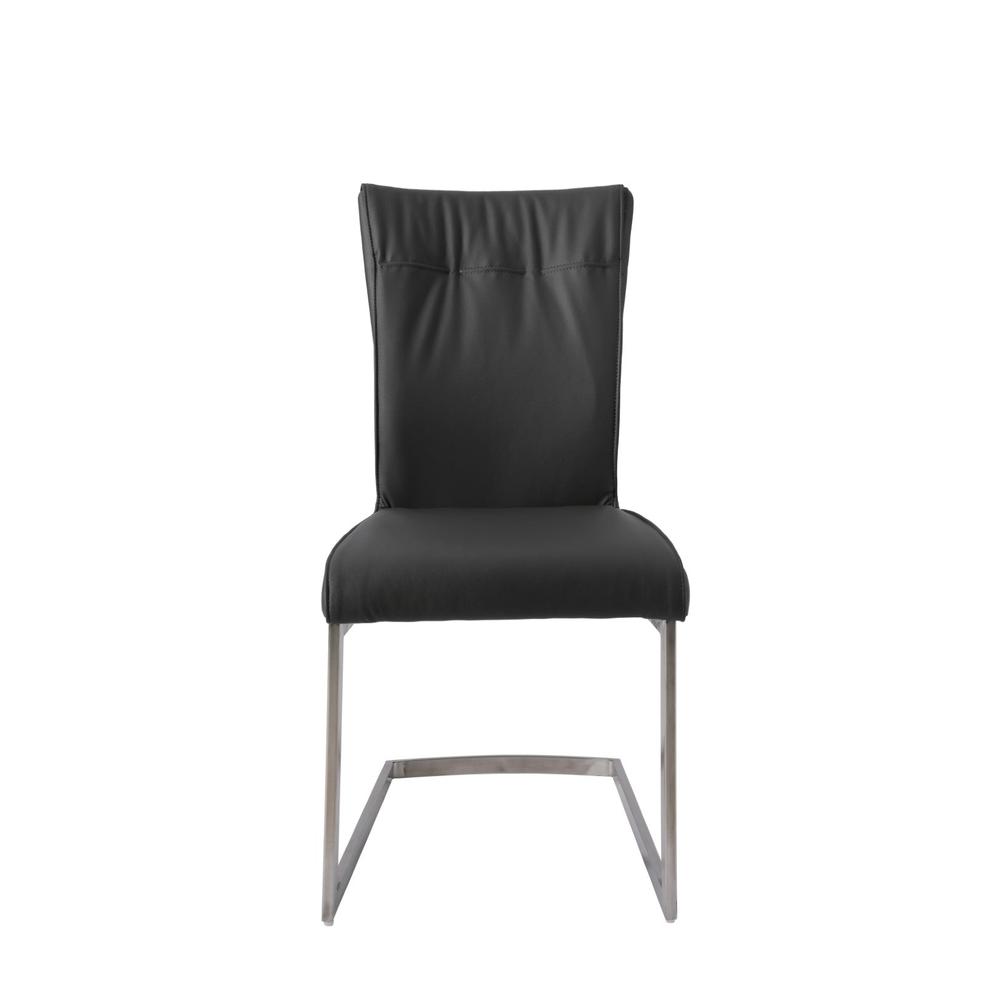 Dining Chair With Pu Seat And Brushed Stainless Steel Leg, Set Of 2