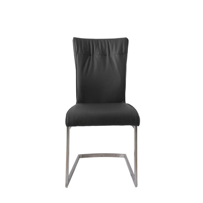 Dining Chair With Pu Seat And Brushed Stainless Steel Leg, Set Of 2