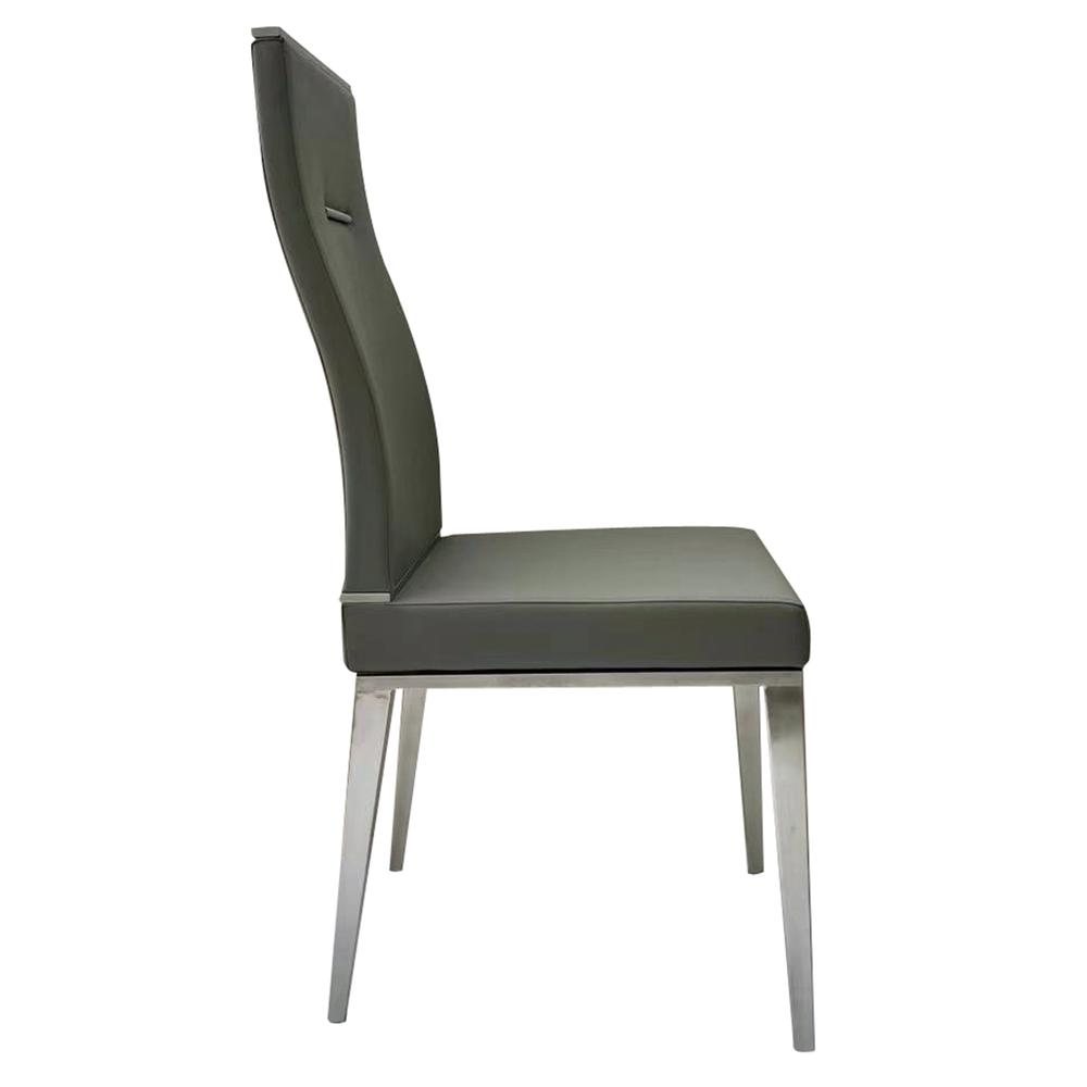 Dark Gray Dining Chair With Brushed Stainless Steel, Set Of 4