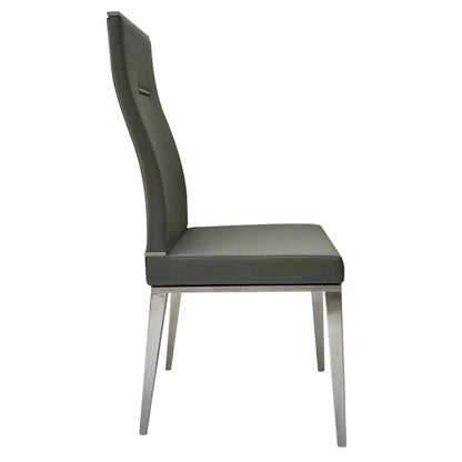 Dark Gray Dining Chair With Brushed Stainless Steel, Set Of 4