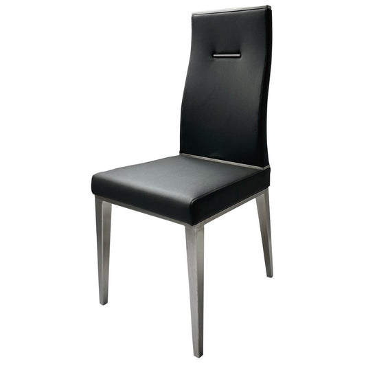 Black Dining Chair With Brushed Stainless Steel, Set Of 4