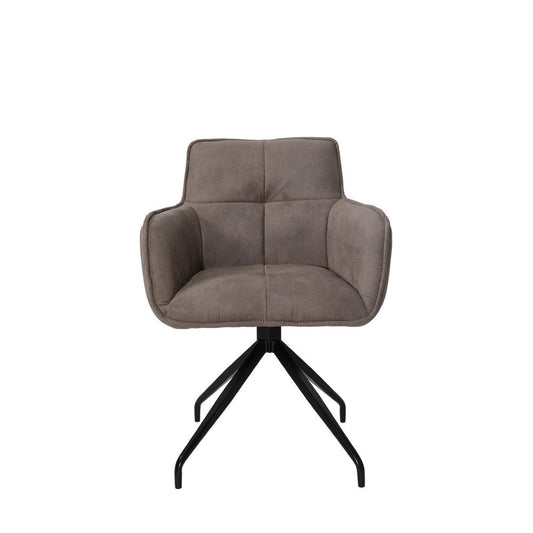 Arm Chair With Fabric Seat And Black Matte Powder Coationg Leg