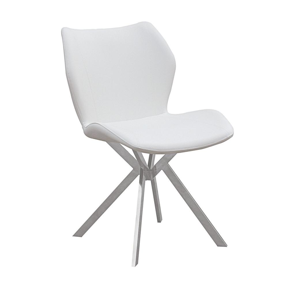 Dining Chair W/ White Seat And Stainless Steel Legs, Set Of 4