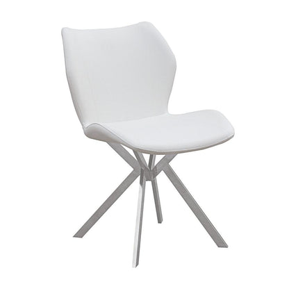 Dining Chair W/ White Seat And Stainless Steel Legs, Set Of 4