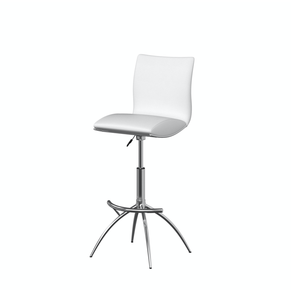 Pure White Pu Seat, Chrome Base Stool, Set Of 2