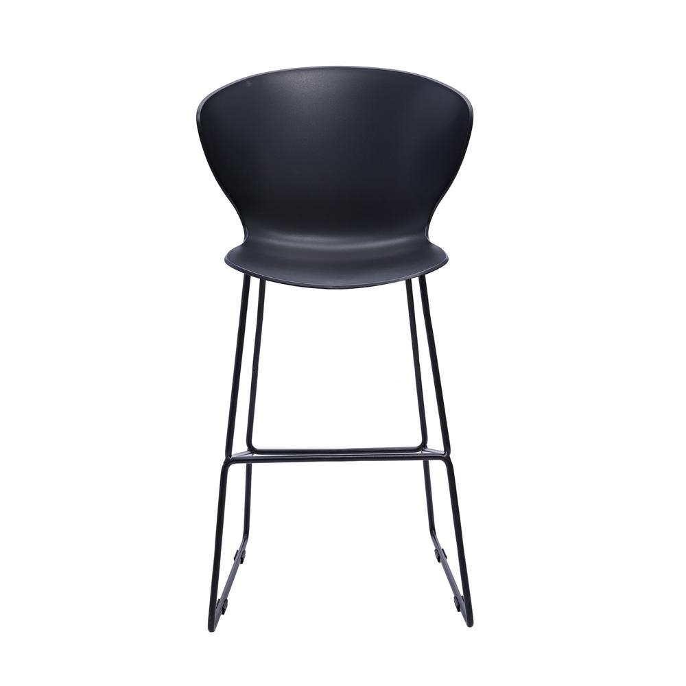 Midcentury Polypropylene Bar Stool With Metal Legs, Set Of 2