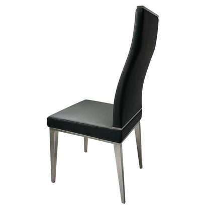 Black Dining Chair With Brushed Stainless Steel, Set Of 4