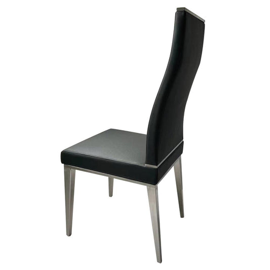 Black Dining Chair With Brushed Stainless Steel, Set Of 4
