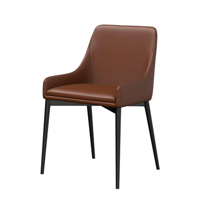 Pu Dining Chair/Black Legs, Cognac Pu, Set Of 2