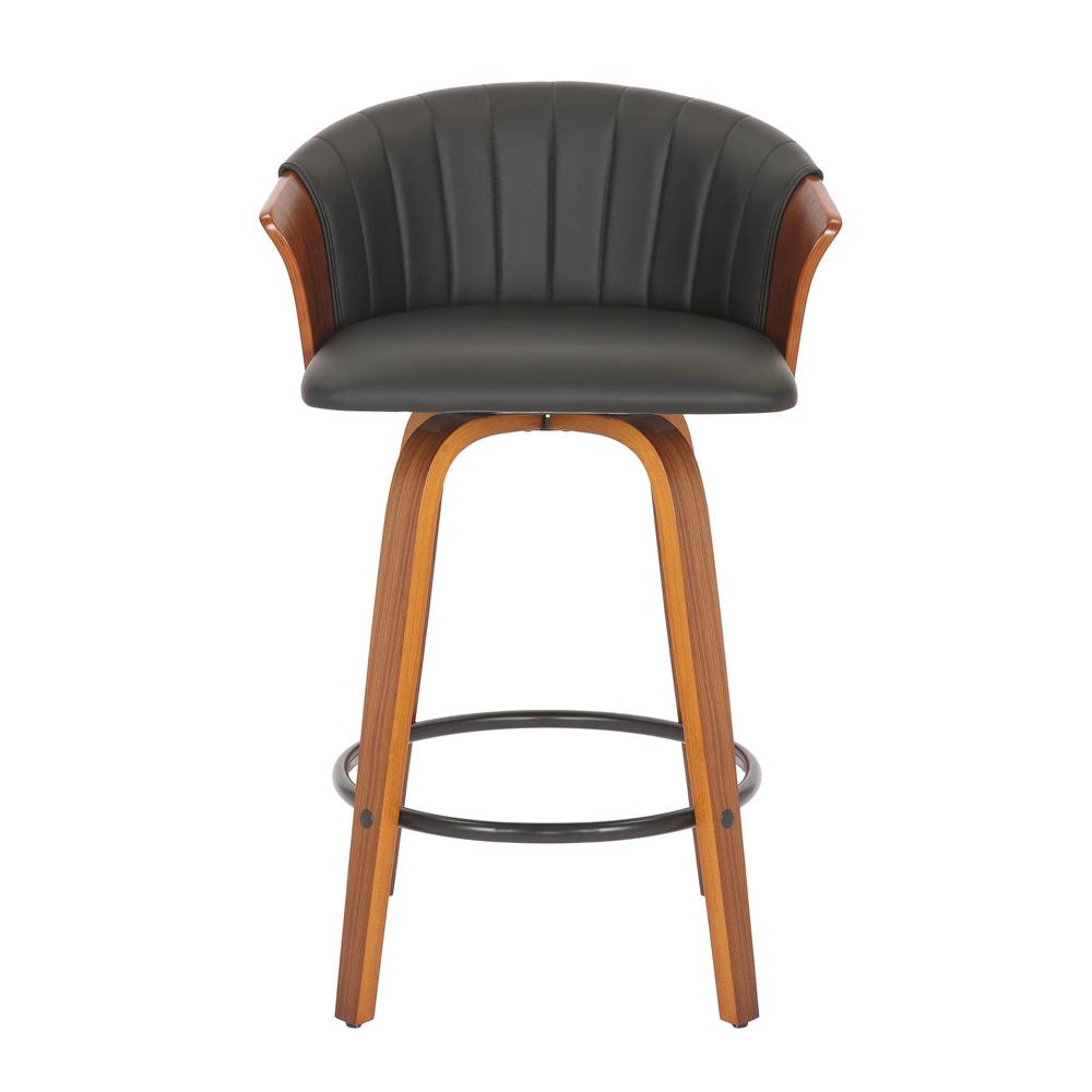 26'' Pu Stool With Wood Leg, Set Of 2