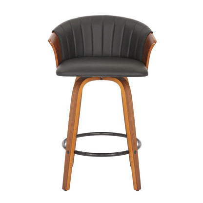 26'' Pu Stool With Wood Leg, Set Of 2