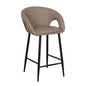 Set of 2 Quilted Taupe Faux Leather Counter Stools