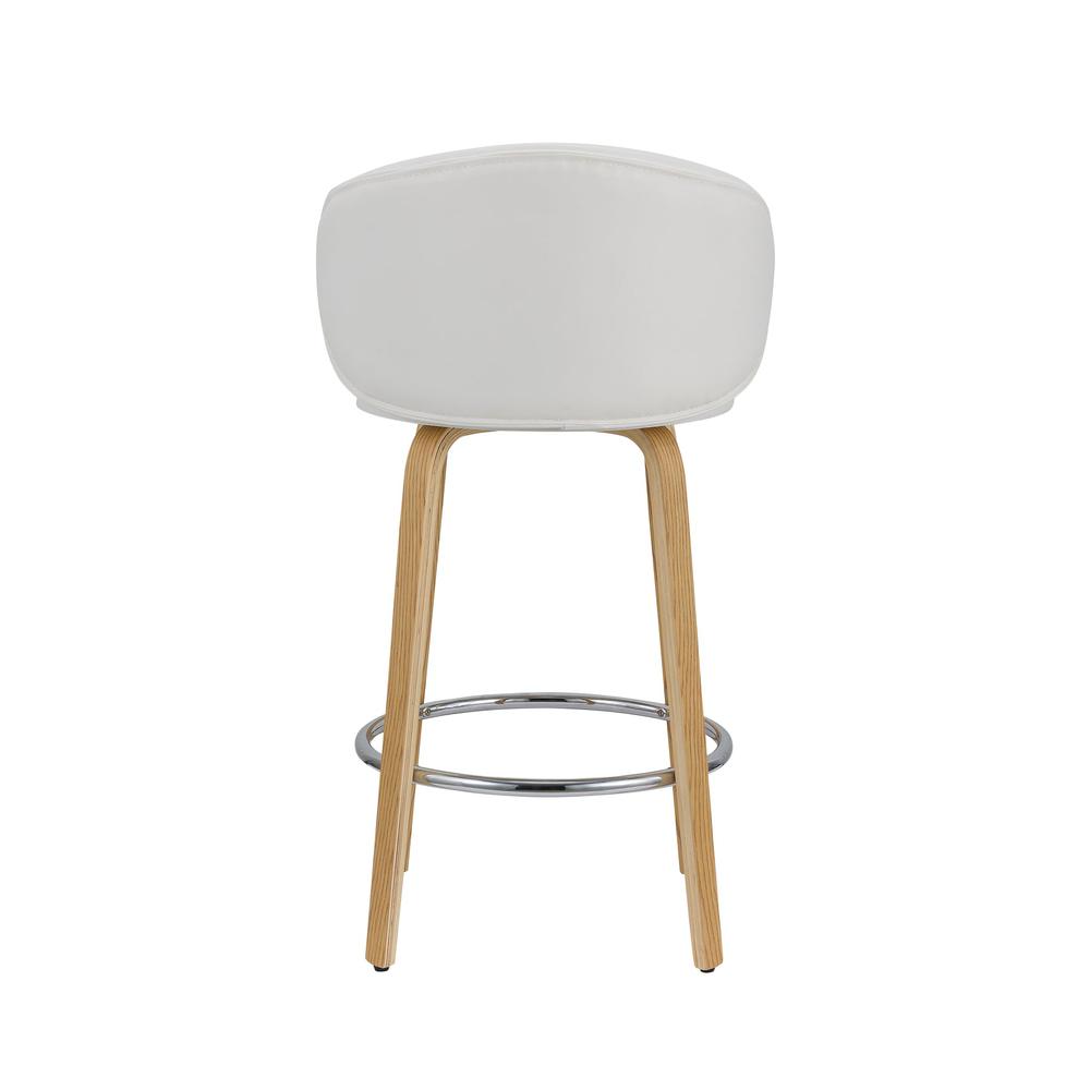26''H  Pu Stool With Wood Leg, Set Of 2
