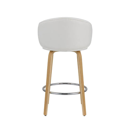 26''H  Pu Stool With Wood Leg, Set Of 2