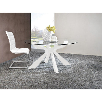 D.Chair,White Lacquer Back,White Pu/S.S.Base, Set Of 2
