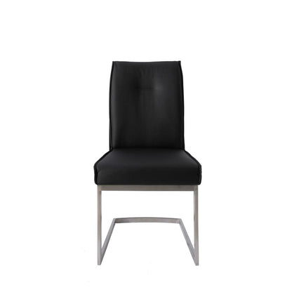 Dining Chair With Pu Seat And Brushed Stainless Steel Leg, Set Of 2
