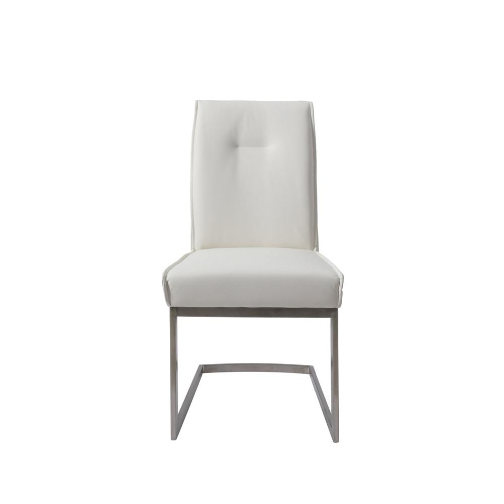Dining Chair With Pu Seat And Brushed Stainless Steel Leg, Set Of 2