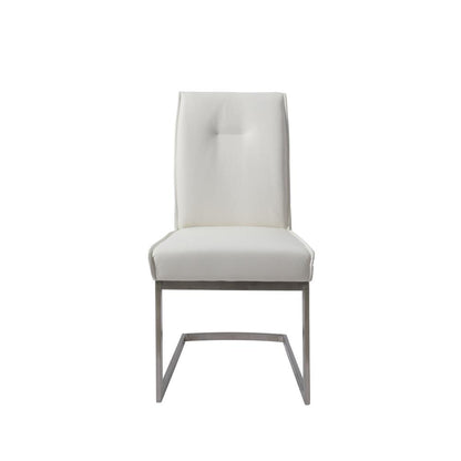Dining Chair With Pu Seat And Brushed Stainless Steel Leg, Set Of 2