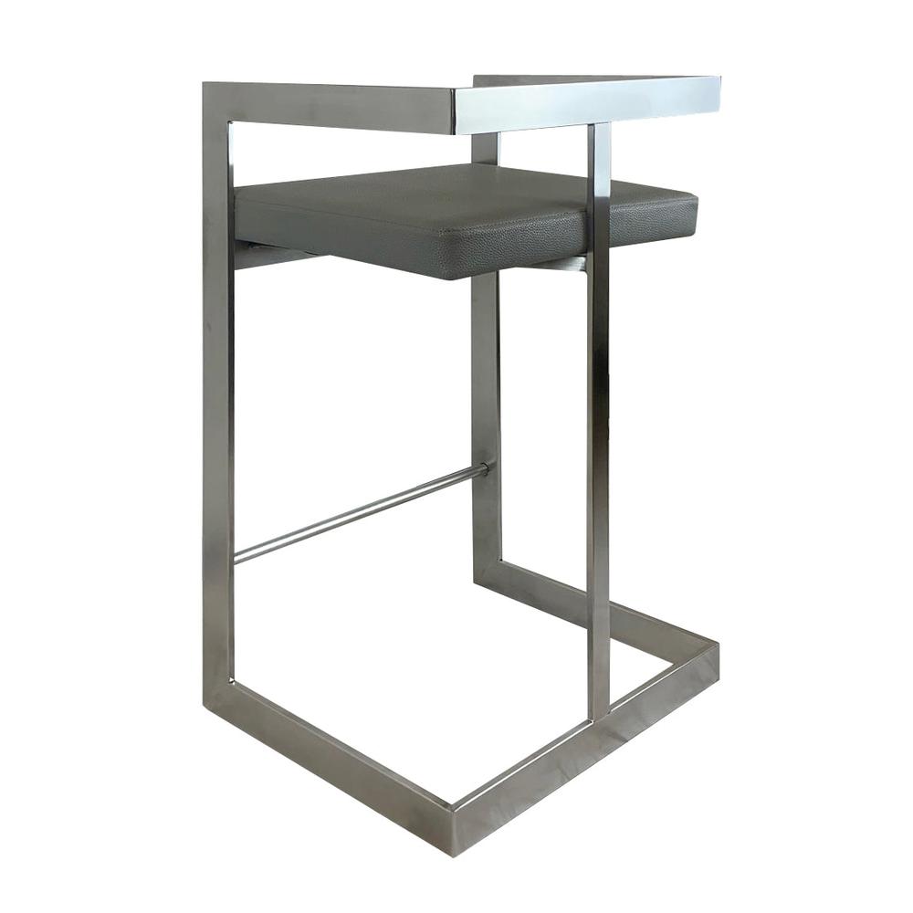 Bar Chair, 26", Gray, Stainless Steel Base
