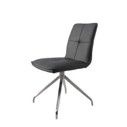 Dining Chair With Pu Seat And Brushed Stainless Steel Leg, Set Of 2