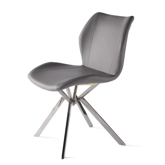 Dining Chair W/ Gray Seat And Chrome Legs, Set Of 4