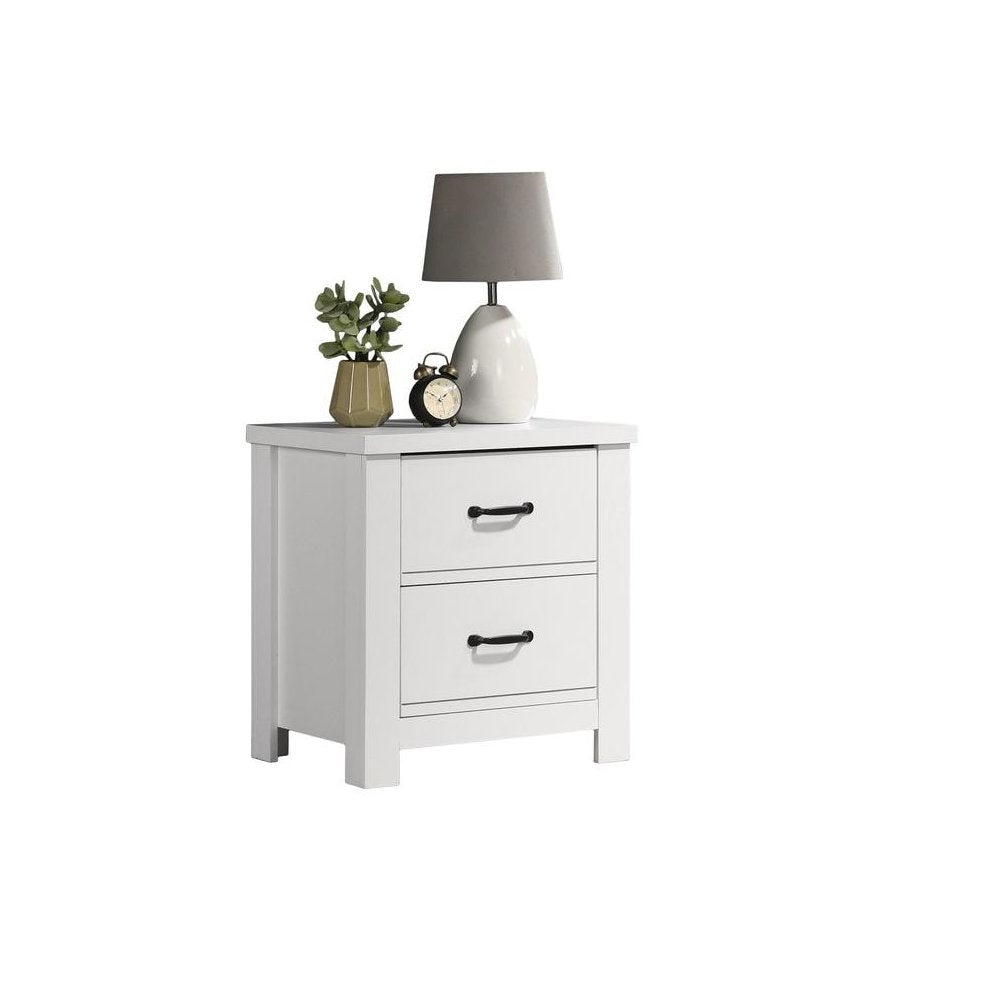 Cassini White 2-Drawer Nightstand Bedside Table