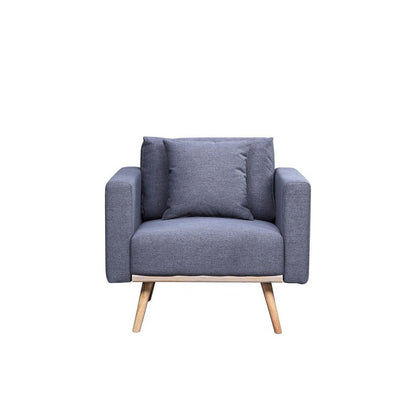 Easton Dark Gray Linen Fabric Chair with USB Charging Ports Pockets & Pillows
