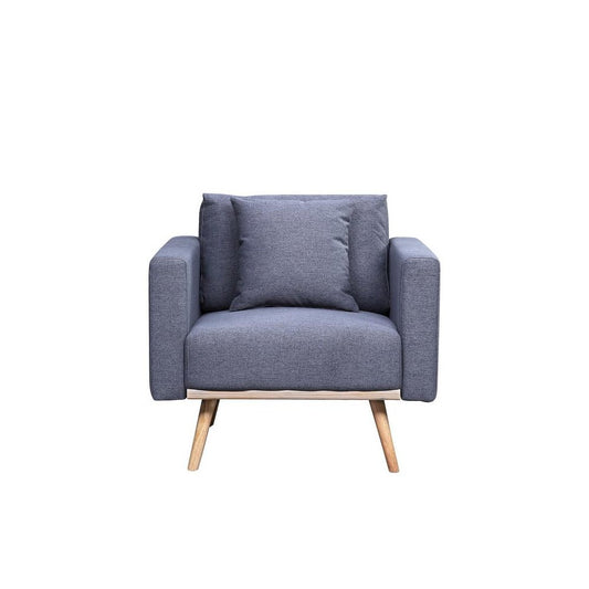 Easton Dark Gray Linen Fabric Chair with USB Charging Ports Pockets & Pillows