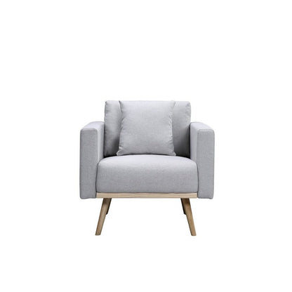 Easton Light Gray Linen Fabric Chair with USB Charging Ports Pockets & Pillows