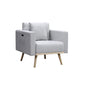 Easton Light Gray Linen Fabric Chair with USB Charging Ports Pockets & Pillows